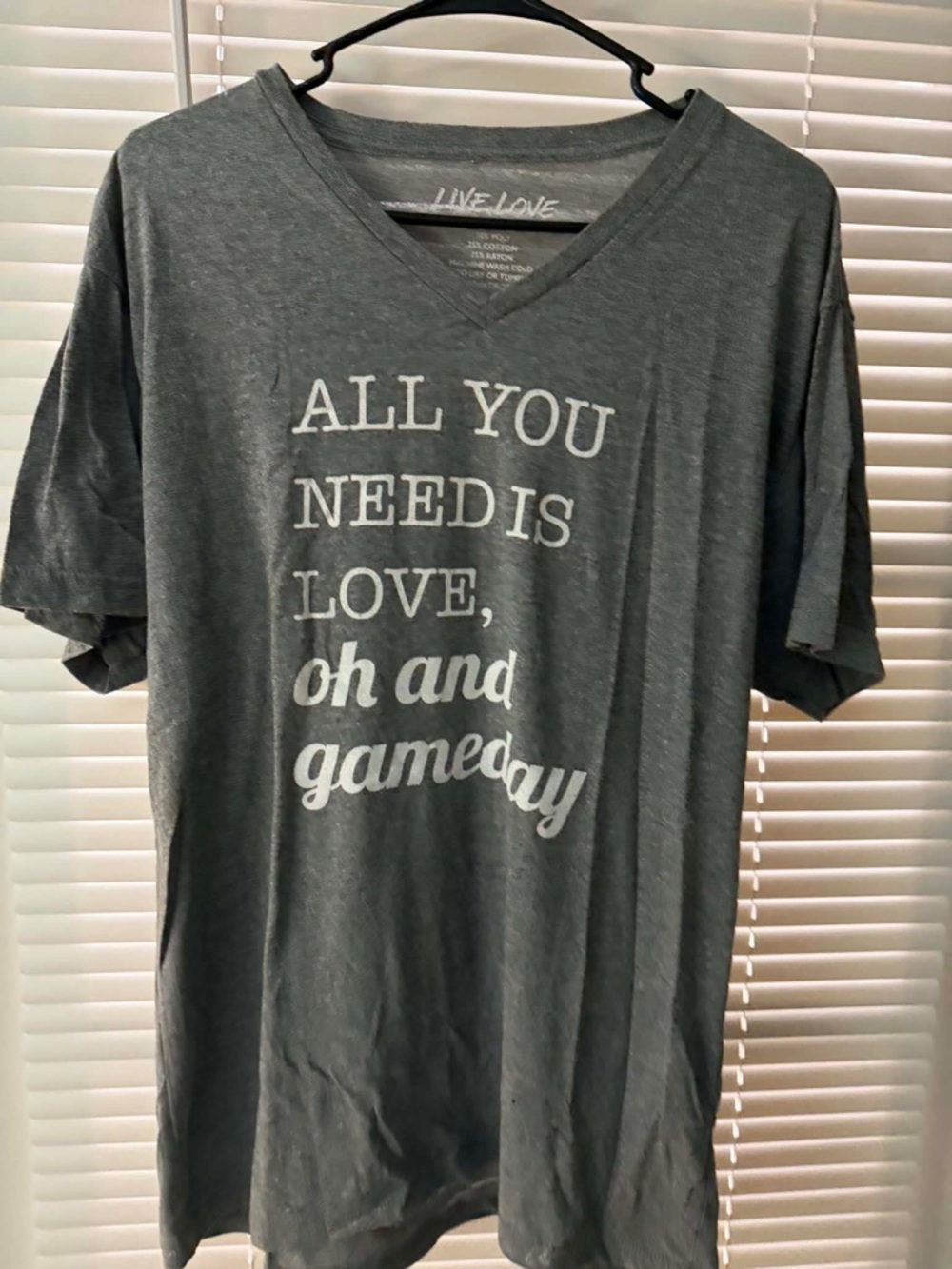 Gray 'All You Need Is Love, oh and gameday' V-Neck Tee